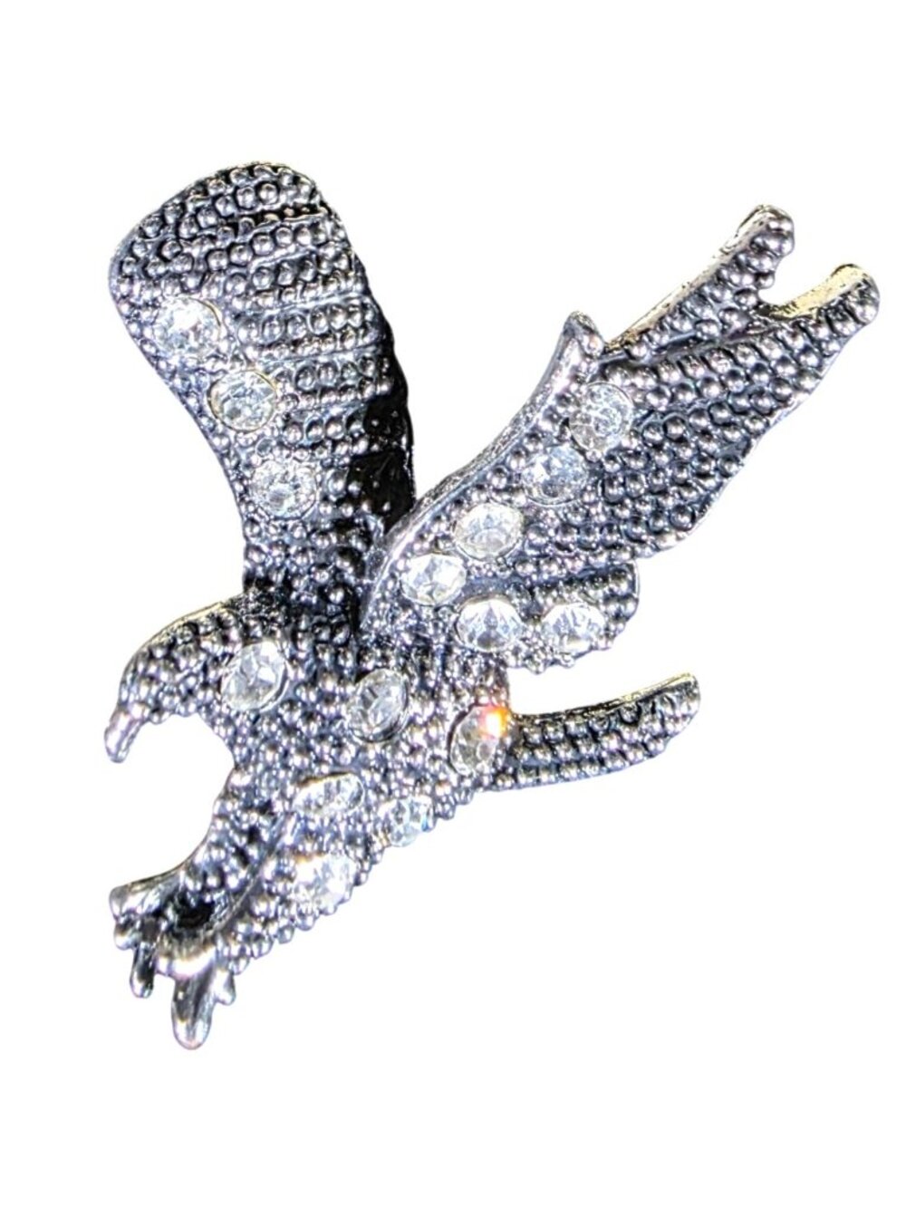 Eagle Ring Silver-Tone Adjustable Rhinestone bird animal jewelry statement